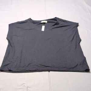 Madewell‎ Womens Gray Relaxed Sleeveless Vneck Tshirt Crop Top Size M